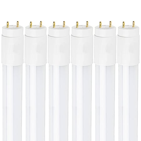 Luxrite T8 LED Tube Light Bulbs 18W (32W Equivalent) 2000LM 6500K Daylight Type A+B G13 Base 6-Pack LR34184-6PK